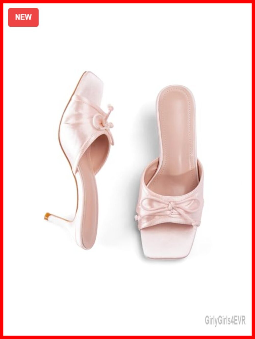 Kitten Heels Open Square Toe Backless Mules with Bowknot Satin Slide Sandals
